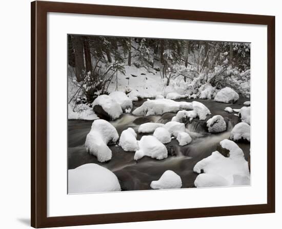 Snow-Covered Boulders and Flowing Creek, Glacier Creek, Rocky Mountain National Park, Colorado, USA-James Hager-Framed Photographic Print