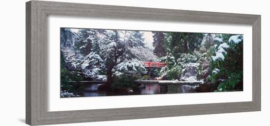 Snow Covered Bridge in the Kabota Garden, Seattle, Washington, USA-Terry Eggers-Framed Photographic Print