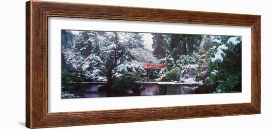 Snow Covered Bridge in the Kabota Garden, Seattle, Washington, USA-Terry Eggers-Framed Photographic Print