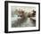 Snow-Covered Buildings by a River-Fritz Thaulow-Framed Giclee Print