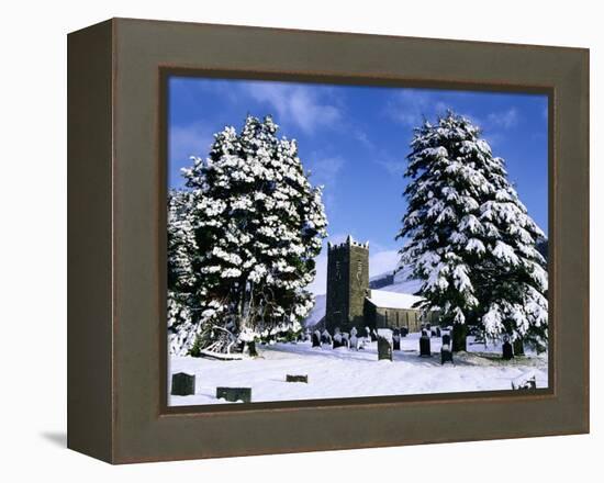 Snow Covered Church and Cemetery-Ashley Cooper-Framed Premier Image Canvas