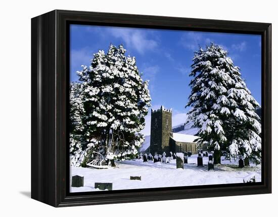 Snow Covered Church and Cemetery-Ashley Cooper-Framed Premier Image Canvas