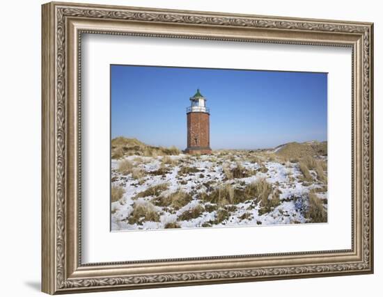 Snow-Covered Dunes by the Closed 'Quermarkenfeuer' Lighthouse Next to Kampen on the Island of Sylt-Uwe Steffens-Framed Photographic Print
