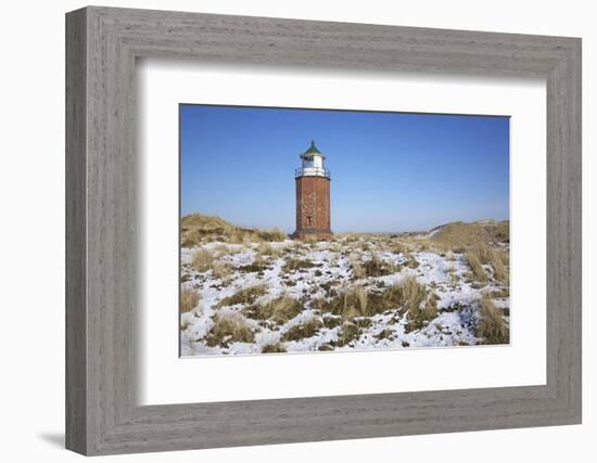 Snow-Covered Dunes by the Closed 'Quermarkenfeuer' Lighthouse Next to Kampen on the Island of Sylt-Uwe Steffens-Framed Photographic Print