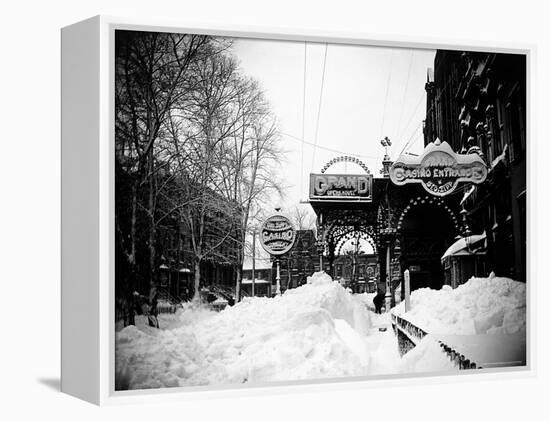 Snow Covered Exterior of Grand Opera House at Elm Place and Fulton St. During Blizzard of 1888-Wallace G^ Levison-Framed Premier Image Canvas