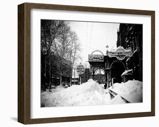 Snow Covered Exterior of Grand Opera House at Elm Place and Fulton St. During Blizzard of 1888-Wallace G^ Levison-Framed Photographic Print