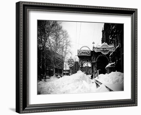 Snow Covered Exterior of Grand Opera House at Elm Place and Fulton St. During Blizzard of 1888-Wallace G^ Levison-Framed Photographic Print