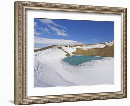 Snow Covered Frozen Viti (Hell) Crater Near Krafla Power Plant, Iceland, Polar Regions-Neale Clarke-Framed Photographic Print