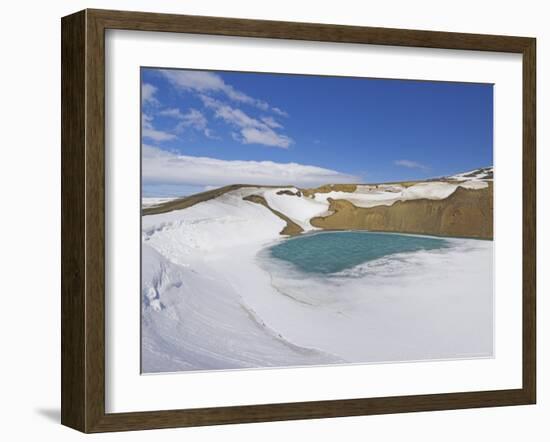 Snow Covered Frozen Viti (Hell) Crater Near Krafla Power Plant, Iceland, Polar Regions-Neale Clarke-Framed Photographic Print