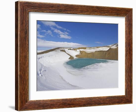 Snow Covered Frozen Viti (Hell) Crater Near Krafla Power Plant, Iceland, Polar Regions-Neale Clarke-Framed Photographic Print