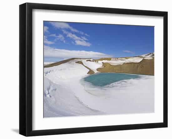 Snow Covered Frozen Viti (Hell) Crater Near Krafla Power Plant, Iceland, Polar Regions-Neale Clarke-Framed Photographic Print