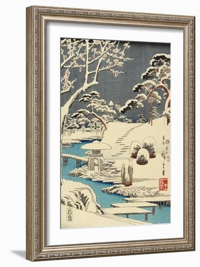Snow Covered Garden, December 1854-Utagawa Hiroshige-Framed Giclee Print