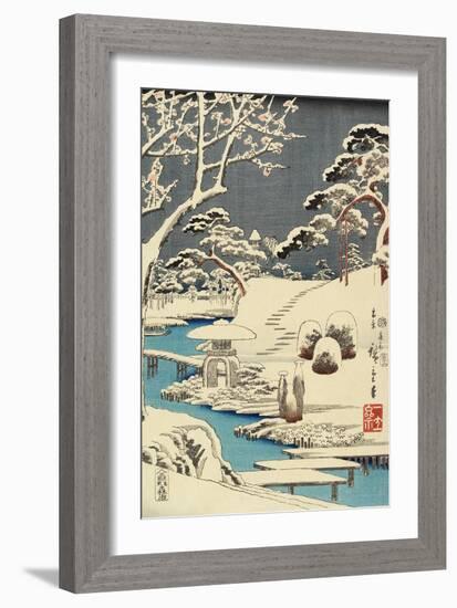 Snow Covered Garden, December 1854-Utagawa Hiroshige-Framed Giclee Print