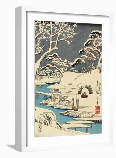 Snow Covered Garden, December 1854-Utagawa Hiroshige-Framed Giclee Print