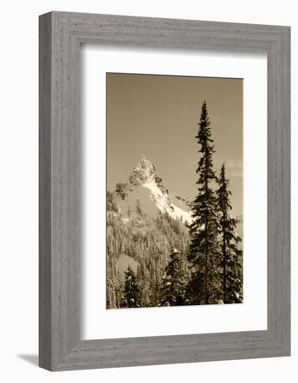 Snow-Covered Mountain, Cascade Range, Mt Rainier National Park, Washington, USA-Paul Souders-Framed Photographic Print