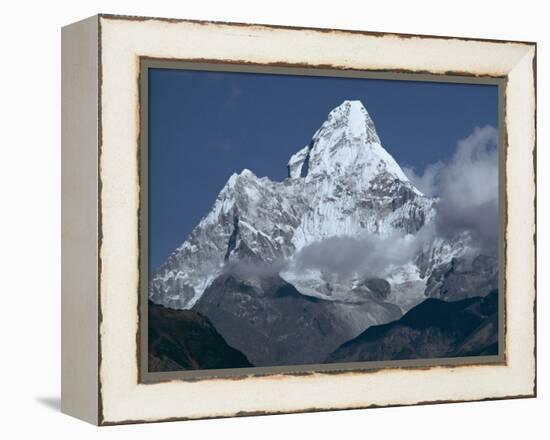 Snow Covered Mountain Peak, Ama Dablam, Himalayas, Nepal-N A Callow-Framed Premier Image Canvas
