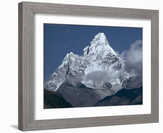 Snow Covered Mountain Peak, Ama Dablam, Himalayas, Nepal-N A Callow-Framed Photographic Print