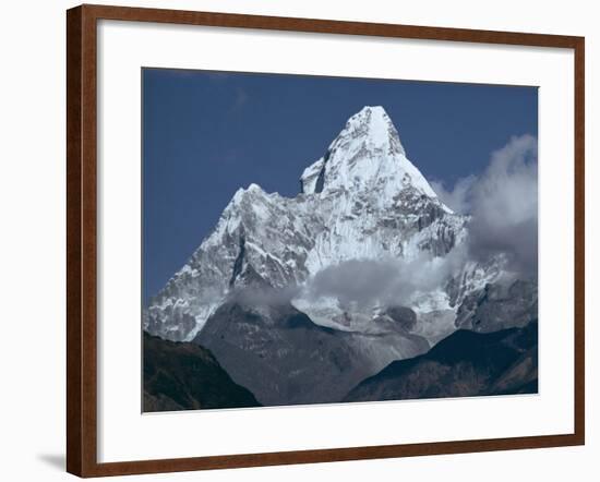 Snow Covered Mountain Peak, Ama Dablam, Himalayas, Nepal-N A Callow-Framed Photographic Print