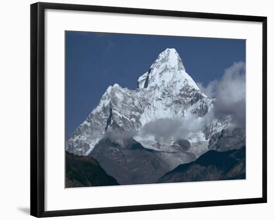 Snow Covered Mountain Peak, Ama Dablam, Himalayas, Nepal-N A Callow-Framed Photographic Print