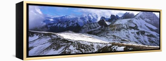 Snow covered mountain range against cloudy sky, Bugaboo Provincial Park, British Columbia, Canada-Panoramic Images-Framed Premier Image Canvas