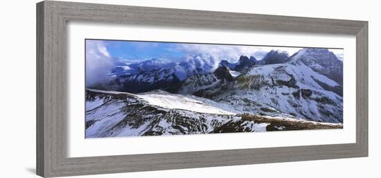 Snow covered mountain range against cloudy sky, Bugaboo Provincial Park, British Columbia, Canada-Panoramic Images-Framed Photographic Print