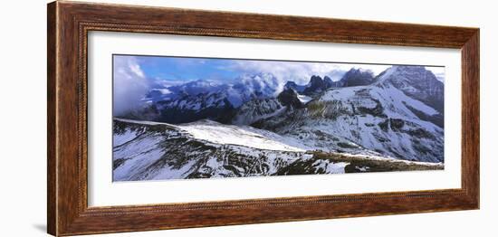 Snow covered mountain range against cloudy sky, Bugaboo Provincial Park, British Columbia, Canada-Panoramic Images-Framed Photographic Print