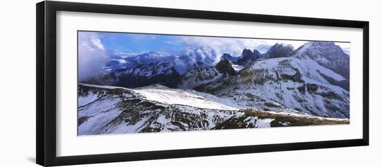 Snow covered mountain range against cloudy sky, Bugaboo Provincial Park, British Columbia, Canada-Panoramic Images-Framed Photographic Print