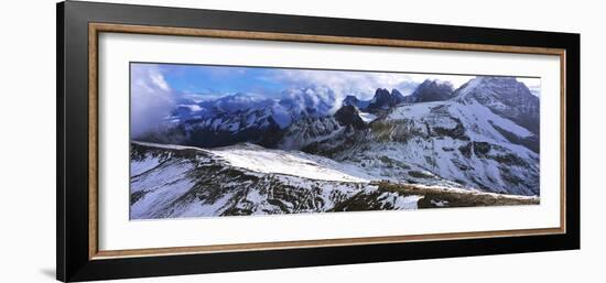 Snow covered mountain range against cloudy sky, Bugaboo Provincial Park, British Columbia, Canada-Panoramic Images-Framed Photographic Print