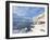 Snow Covered Mountains, Boathouse and Moorings in Norwegian Fjord Village of Ersfjord, Kvaloya Isla-Neale Clark-Framed Photographic Print