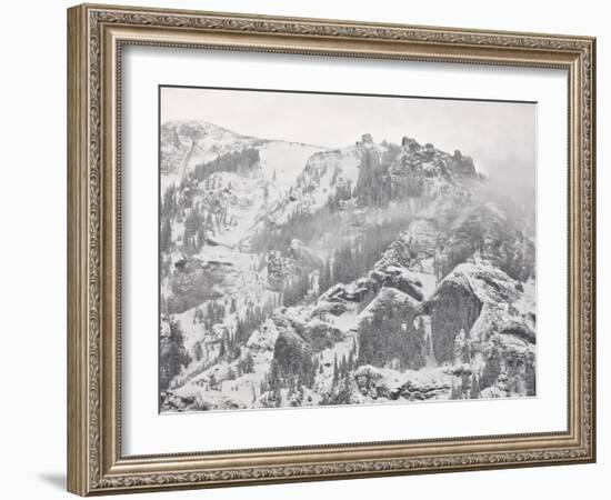 Snow-Covered Mountains Covered with Fog, Ouray County, Colorado, USA, North America-James Hager-Framed Photographic Print