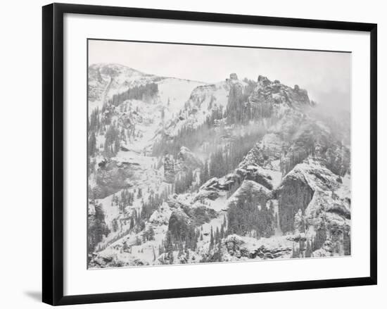 Snow-Covered Mountains Covered with Fog, Ouray County, Colorado, USA, North America-James Hager-Framed Photographic Print