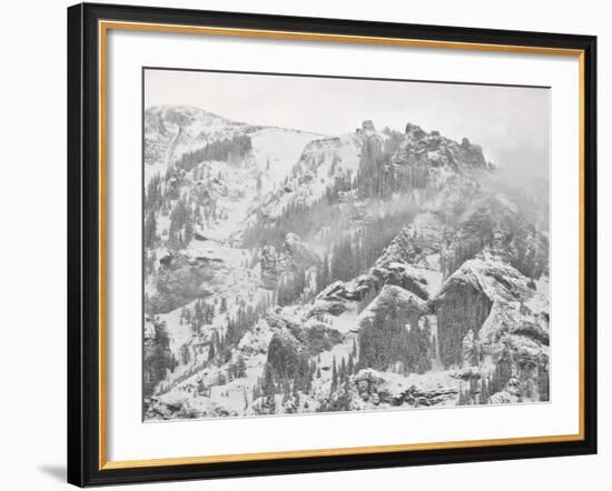 Snow-Covered Mountains Covered with Fog, Ouray County, Colorado, USA, North America-James Hager-Framed Photographic Print