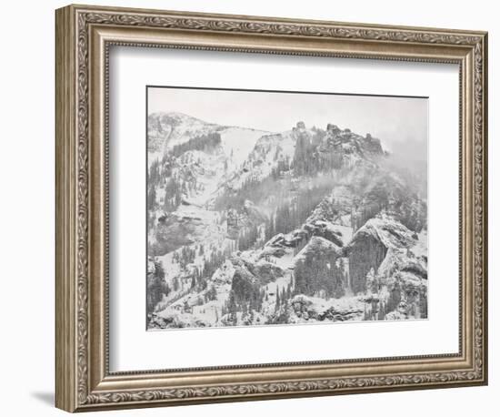 Snow-Covered Mountains Covered with Fog, Ouray County, Colorado, USA, North America-James Hager-Framed Photographic Print