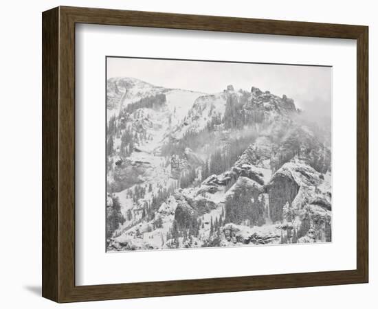 Snow-Covered Mountains Covered with Fog, Ouray County, Colorado, USA, North America-James Hager-Framed Photographic Print