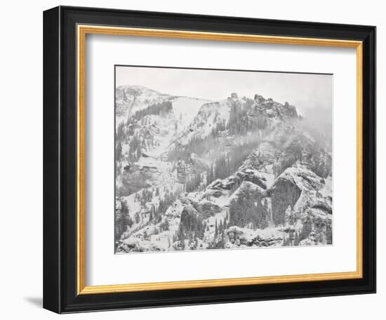 Snow-Covered Mountains Covered with Fog, Ouray County, Colorado, USA, North America-James Hager-Framed Photographic Print