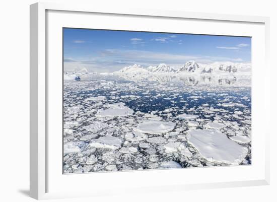 Snow-Covered Mountains Line the Ice Floes in Penola Strait, Antarctica, Polar Regions-Michael Nolan-Framed Photographic Print