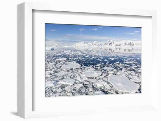 Snow-Covered Mountains Line the Ice Floes in Penola Strait, Antarctica, Polar Regions-Michael Nolan-Framed Photographic Print