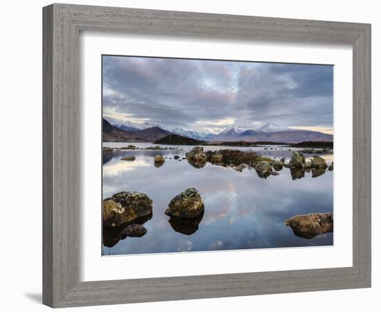 Snow Covered Mountains, Lochan Na H Achlaise, Rannoch Moor, Argyll and Bute, Highlands, Scotland-Chris Hepburn-Framed Photographic Print