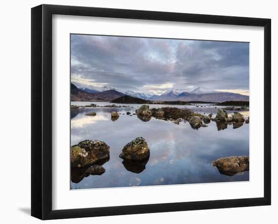 Snow Covered Mountains, Lochan Na H Achlaise, Rannoch Moor, Argyll and Bute, Highlands, Scotland-Chris Hepburn-Framed Photographic Print