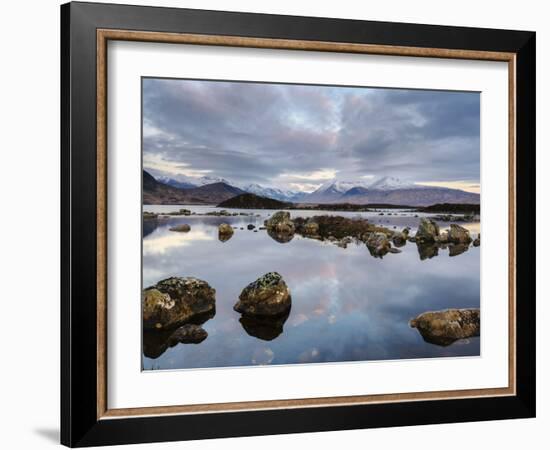 Snow Covered Mountains, Lochan Na H Achlaise, Rannoch Moor, Argyll and Bute, Highlands, Scotland-Chris Hepburn-Framed Photographic Print