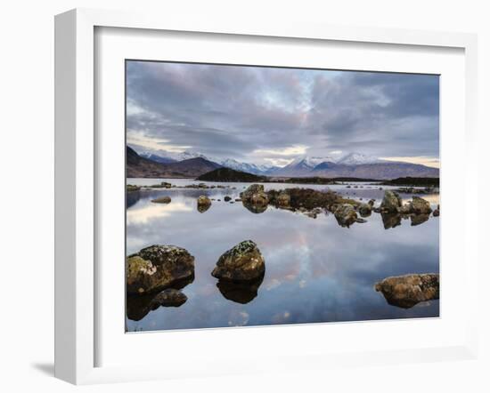 Snow Covered Mountains, Lochan Na H Achlaise, Rannoch Moor, Argyll and Bute, Highlands, Scotland-Chris Hepburn-Framed Photographic Print