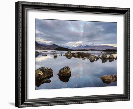 Snow Covered Mountains, Lochan Na H Achlaise, Rannoch Moor, Argyll and Bute, Highlands, Scotland-Chris Hepburn-Framed Photographic Print