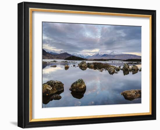 Snow Covered Mountains, Lochan Na H Achlaise, Rannoch Moor, Argyll and Bute, Highlands, Scotland-Chris Hepburn-Framed Photographic Print