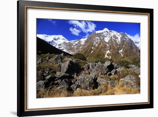 Snow Covered Mountains on the Road to Milford Sound, South Island, New Zealand-Paul Dymond-Framed Photographic Print