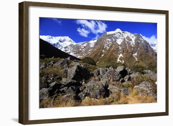 Snow Covered Mountains on the Road to Milford Sound, South Island, New Zealand-Paul Dymond-Framed Photographic Print