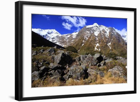 Snow Covered Mountains on the Road to Milford Sound, South Island, New Zealand-Paul Dymond-Framed Photographic Print