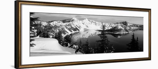 Snow-Covered Mountains with Crater Lake, Crater Lake National Park, Oregon, USA-Paul Souders-Framed Photographic Print