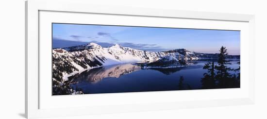 Snow-Covered Mountains with Crater Lake, Crater Lake National Park, Oregon, USA-Paul Souders-Framed Photographic Print