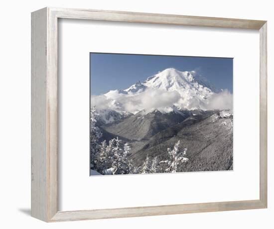 Snow-Covered Mt. Rainier and White River, Viewed from Crystal Mountain, Washington, Usa-Merrill Images-Framed Photographic Print