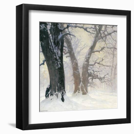 Snow Covered Oaks in the Sun-Eugen Bracht-Framed Art Print